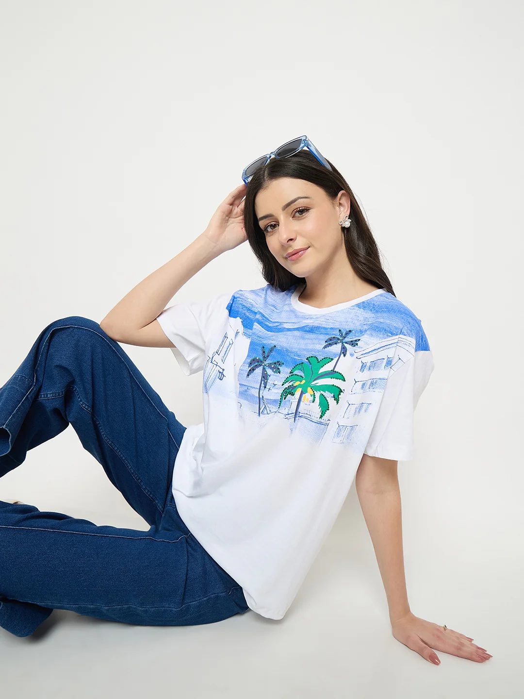 Madame White Cotton Printed T-Shirt - Image 3