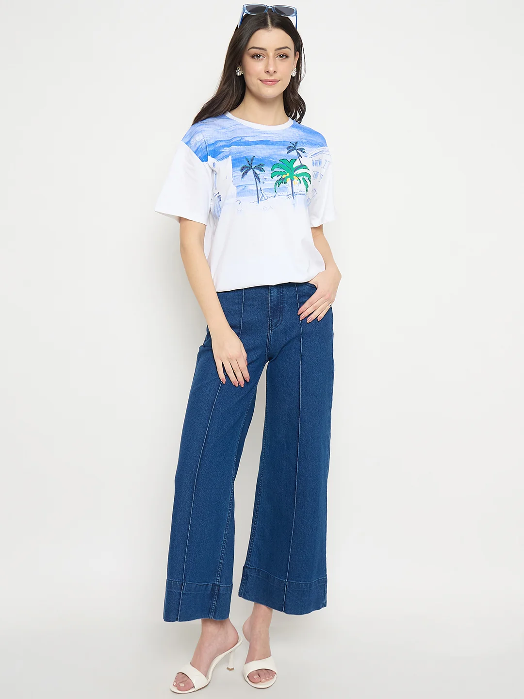 Madame White Cotton Printed T-Shirt - Image 4