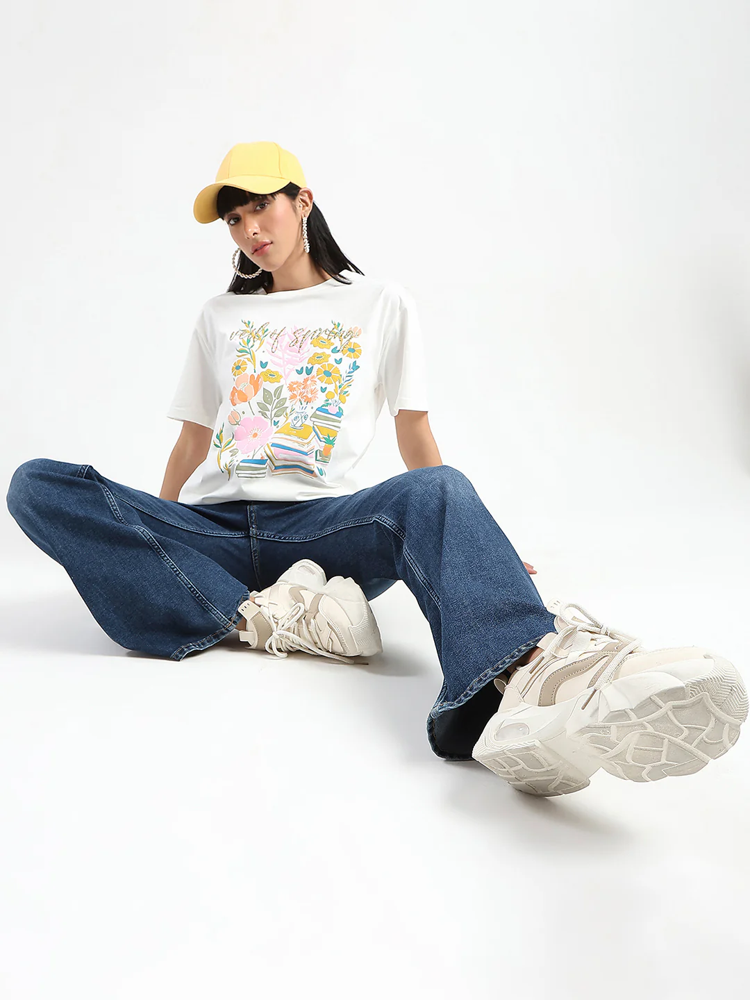 Madame Embroidered and Printed White Cotton T-shirt - Image 2