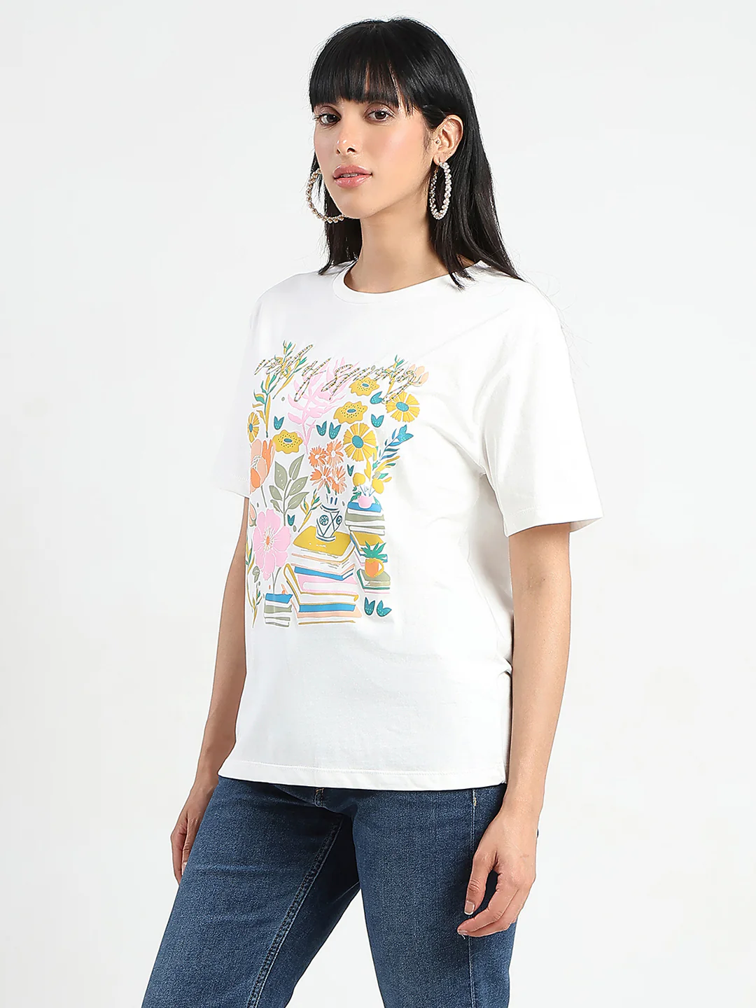 Madame Embroidered and Printed White Cotton T-shirt - Image 5