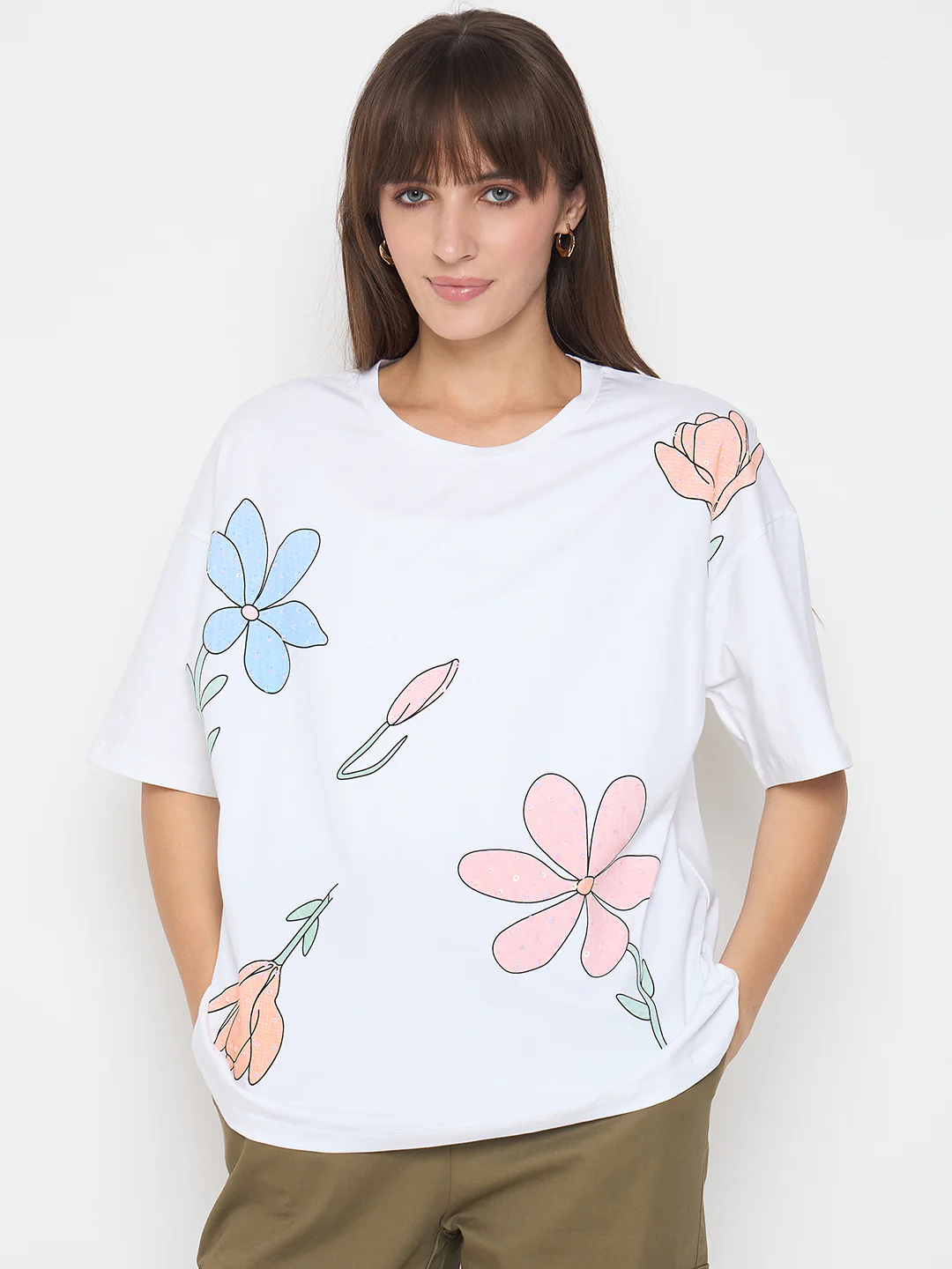 Madame Graphic Print Handwork Detail White Sinker T-shirt - Image 3