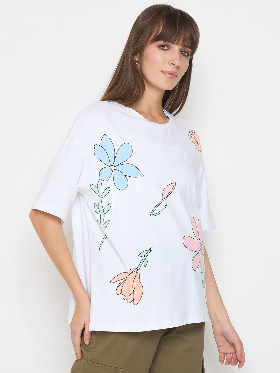 Madame Graphic Print Handwork Detail White Sinker T-shirt - Image 4