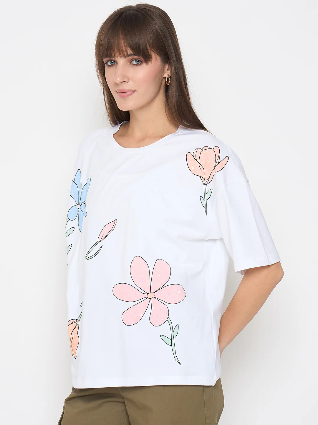 Madame Graphic Print Handwork Detail White Sinker T-shirt - Image 5