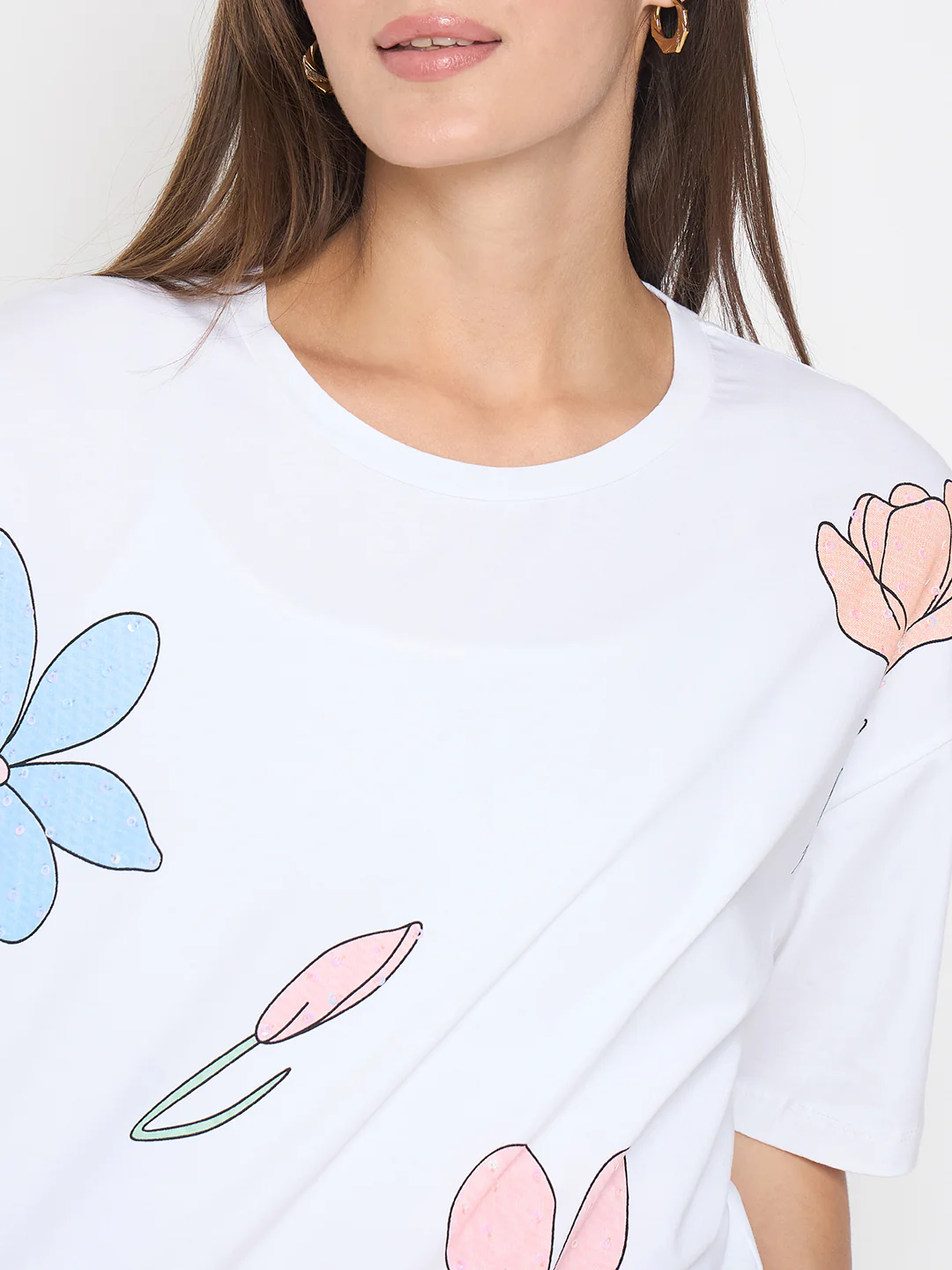 Madame Graphic Print Handwork Detail White Sinker T-shirt - Image 7