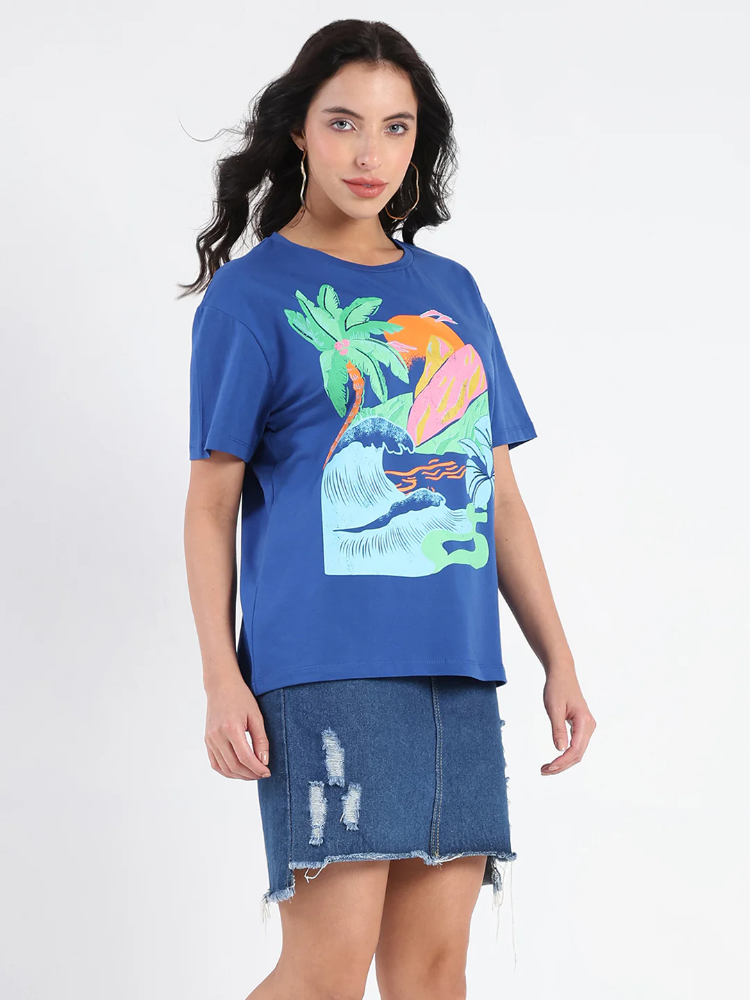 Madame Swarovski Graphic Print Royal Blue Sinker T-shirt - Image 3