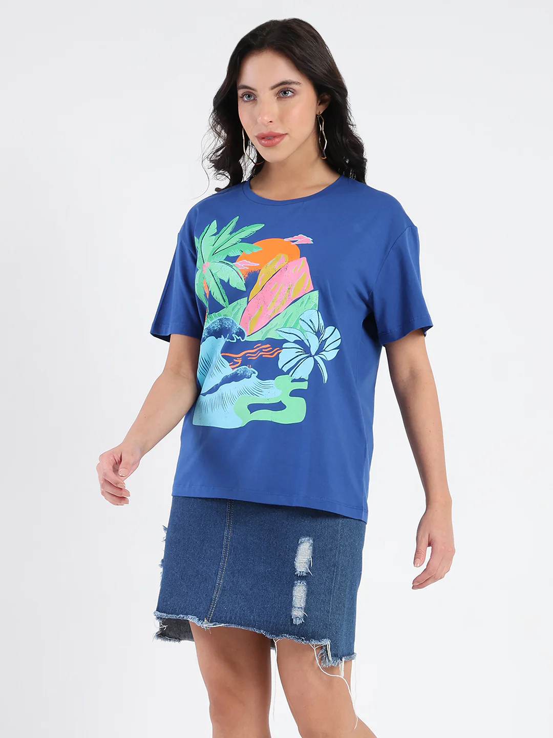 Madame Swarovski Graphic Print Royal Blue Sinker T-shirt - Image 4