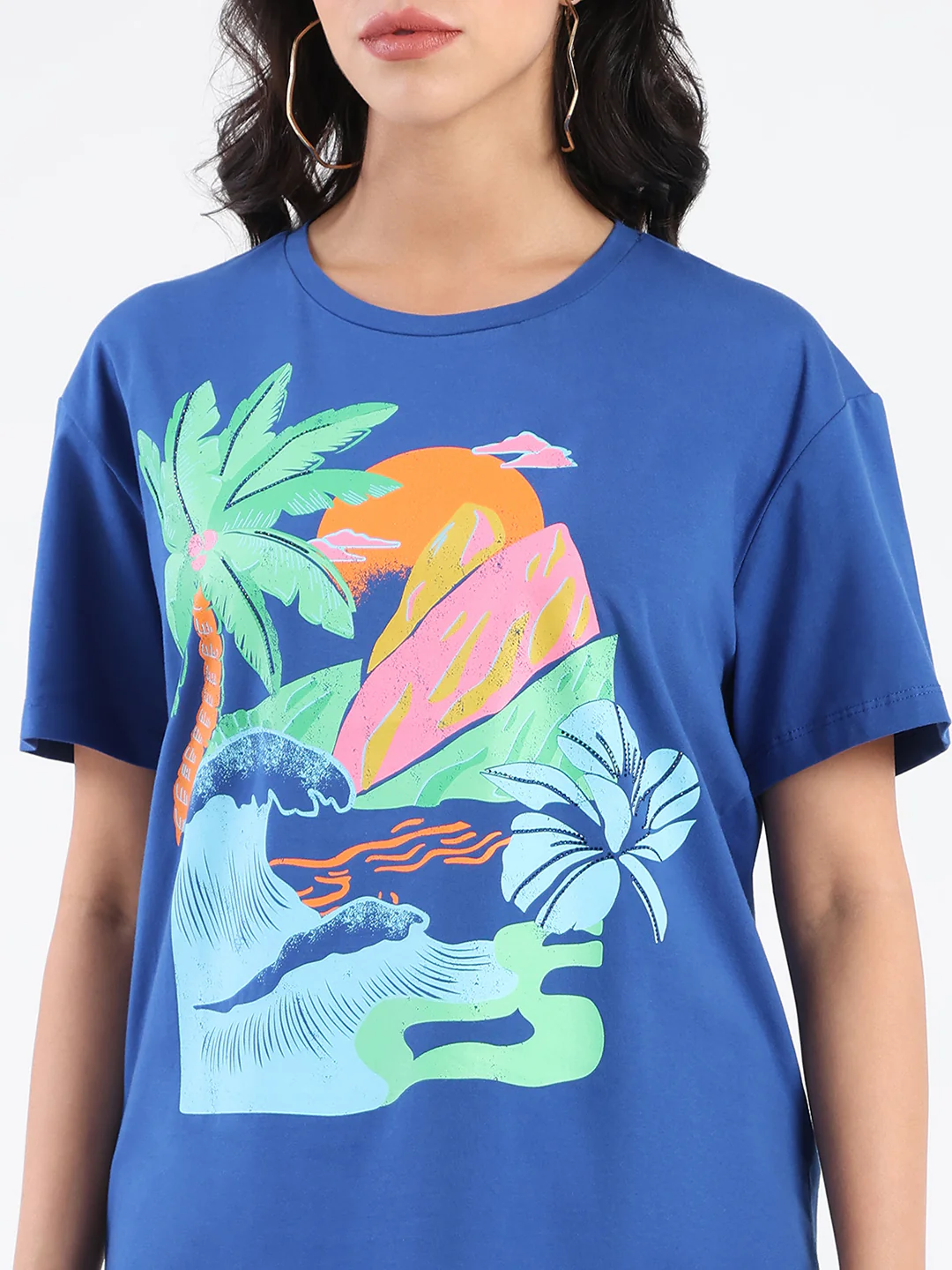 Madame Swarovski Graphic Print Royal Blue Sinker T-shirt - Image 6