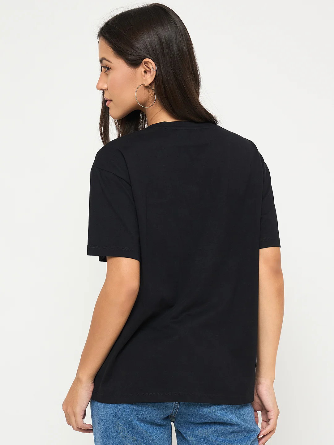 Madame Graphic Print Embellishment Black Cotton T-Shirt - Image 6