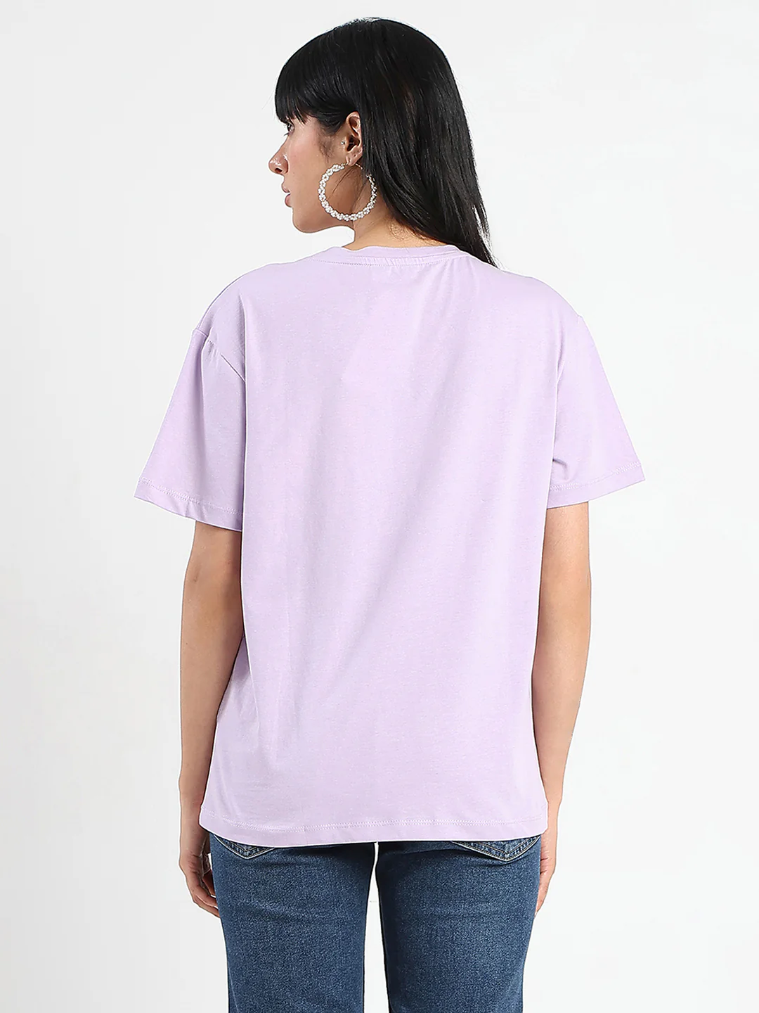 Madame Embellished Typography Lilac Cotton T-Shirt - Image 6