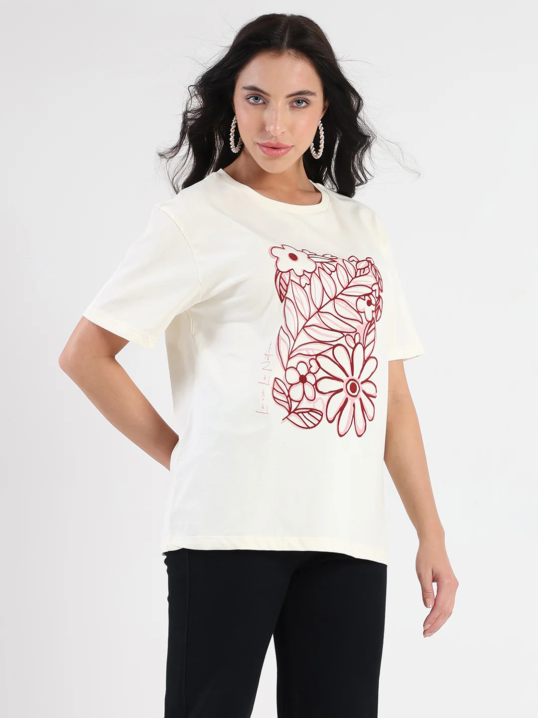 Madame Graphic Flock Print Off-White Sinker T-shirt - Image 3