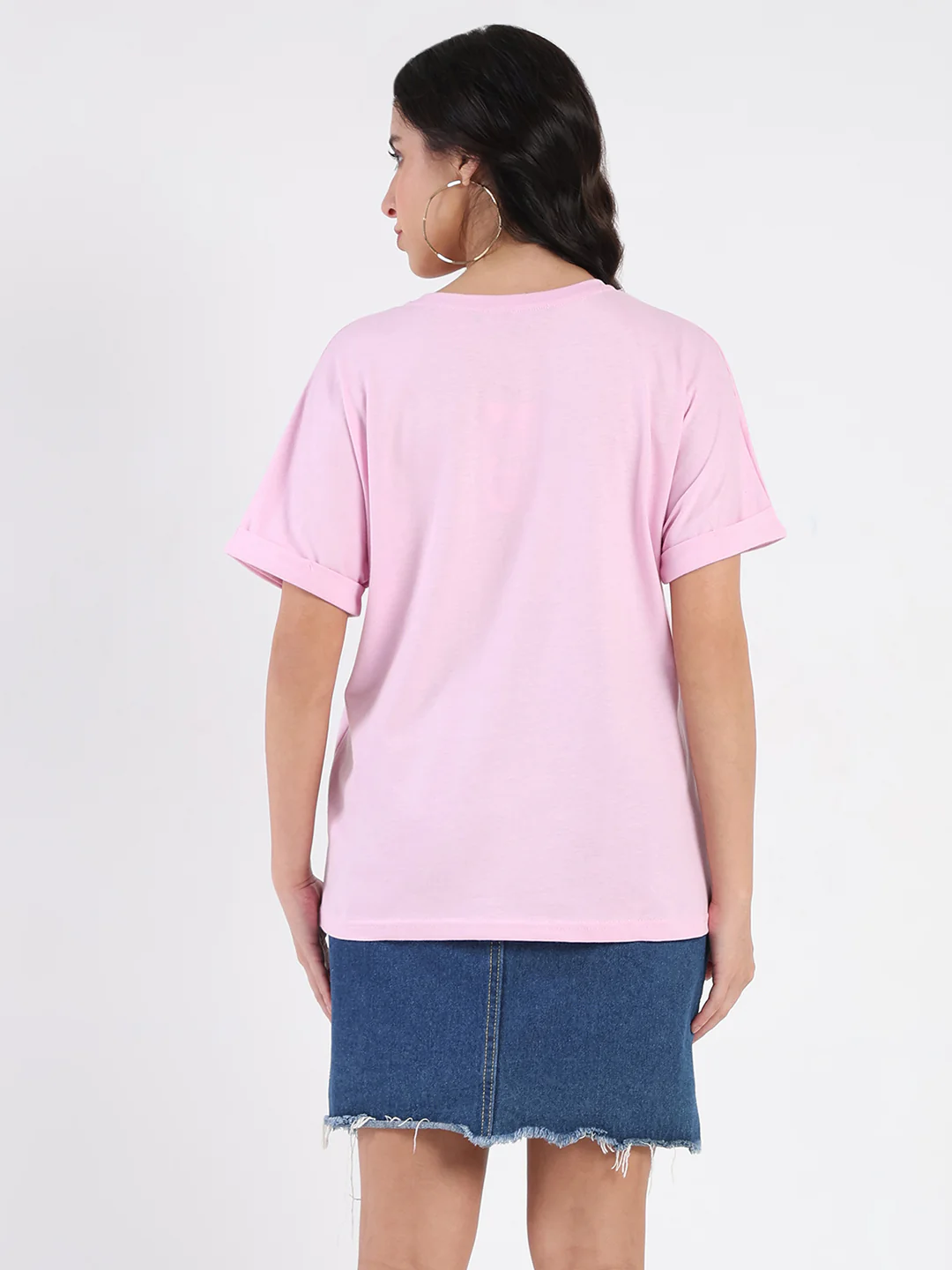 Madame Embroidery Cutwork Detail Solid Lilac Cotton T-shirt - Image 6