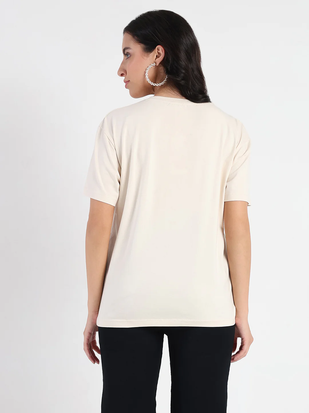 Madame Graphic Print Beige Cotton Blend T-shirt - Image 6