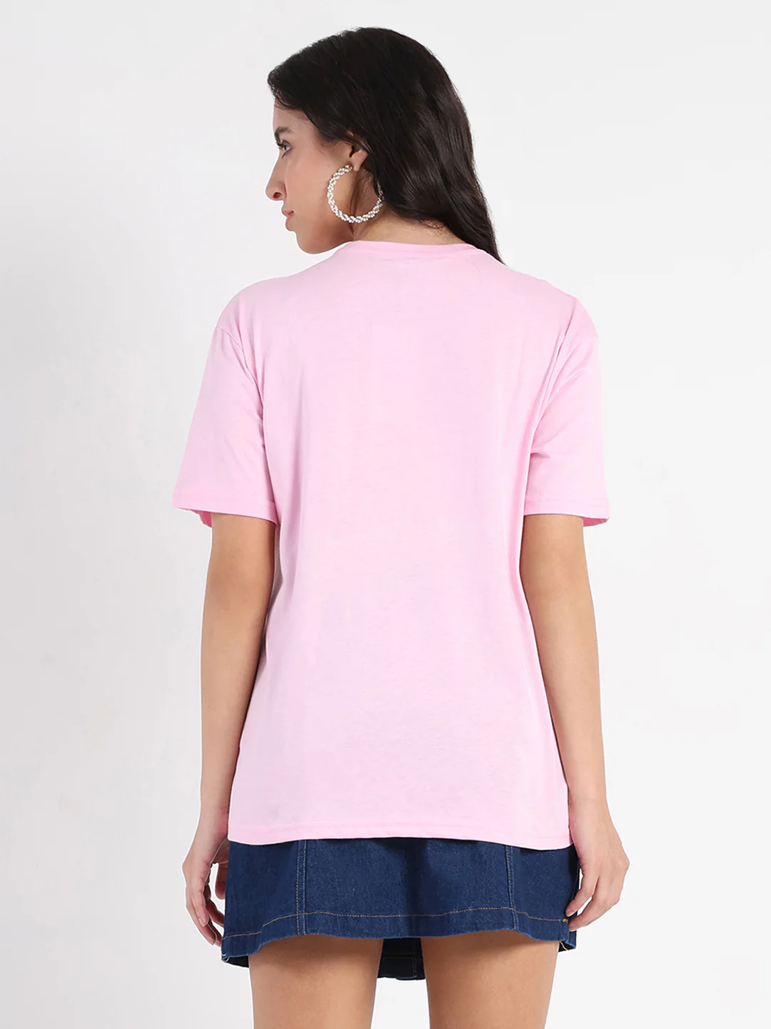 Madame Swarovski Detailed Graphic Print Pink Cotton T-shirt - Image 6