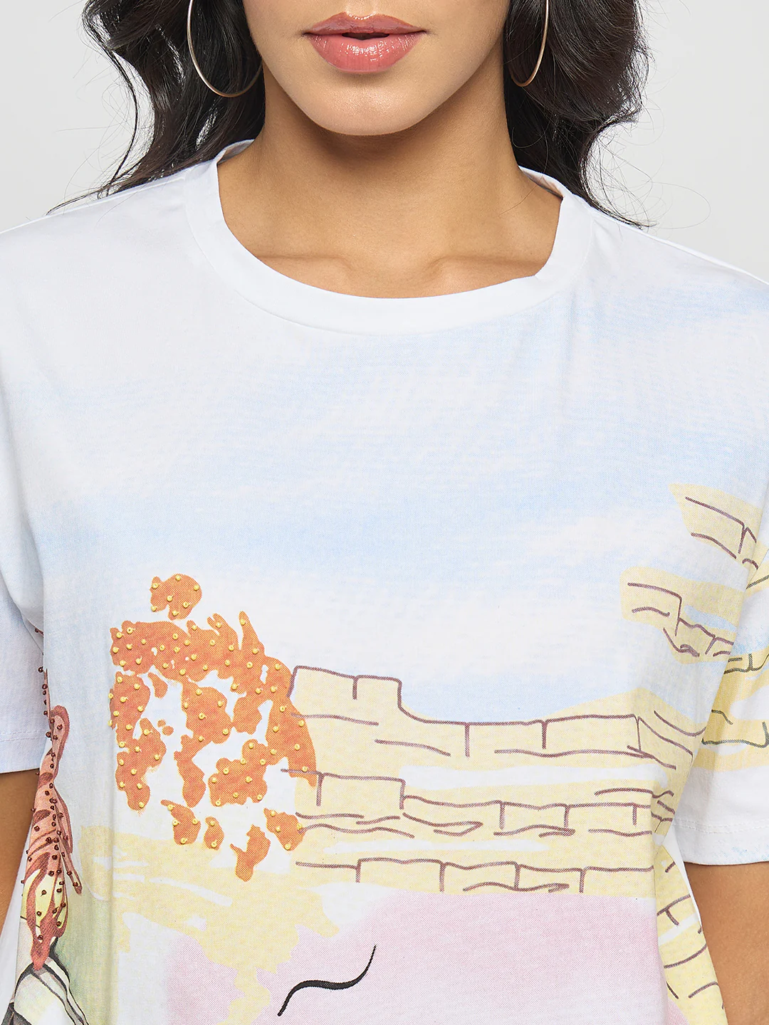 Madame All Over Print Cotton Blend White T-Shirt - Image 7