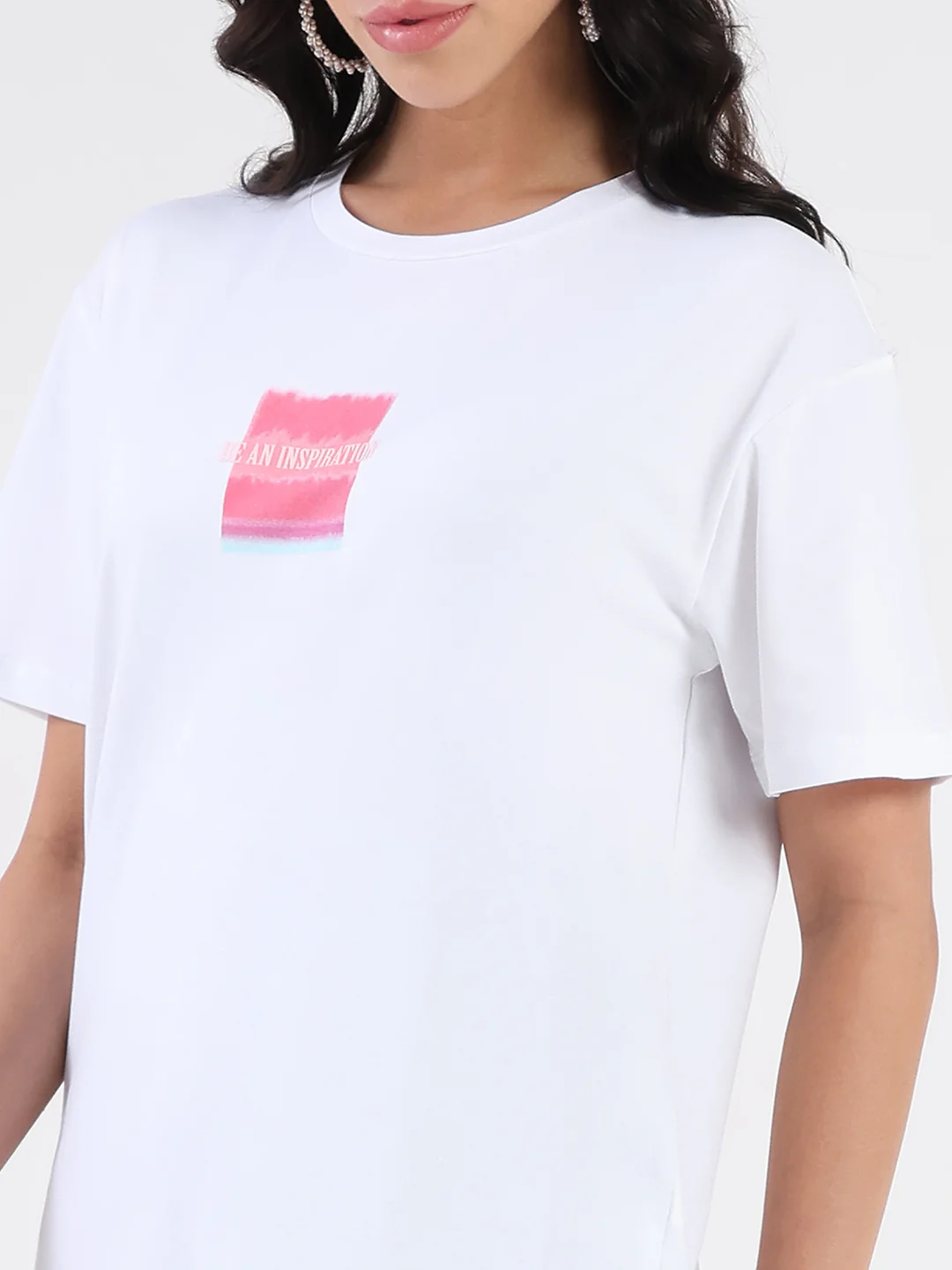 Madame Front Graphic Print Half Sleeve White Sinker T-shirt - Image 6