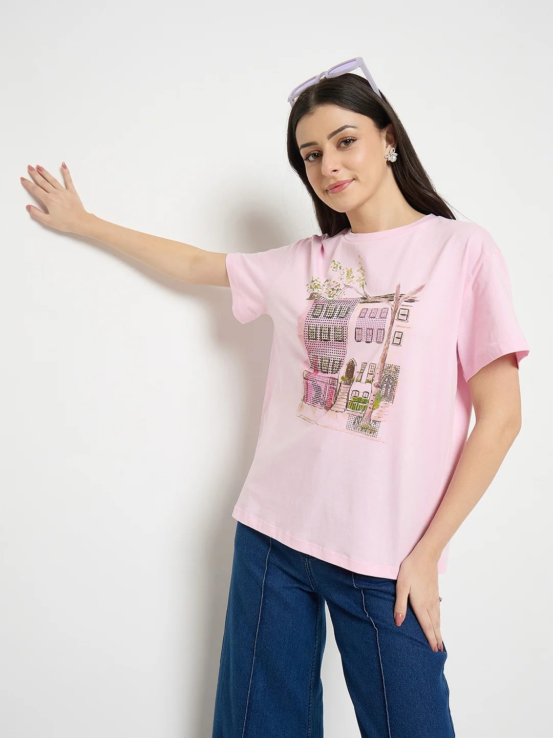 Madame Pink Cotton Printed T-Shirt - Image 3