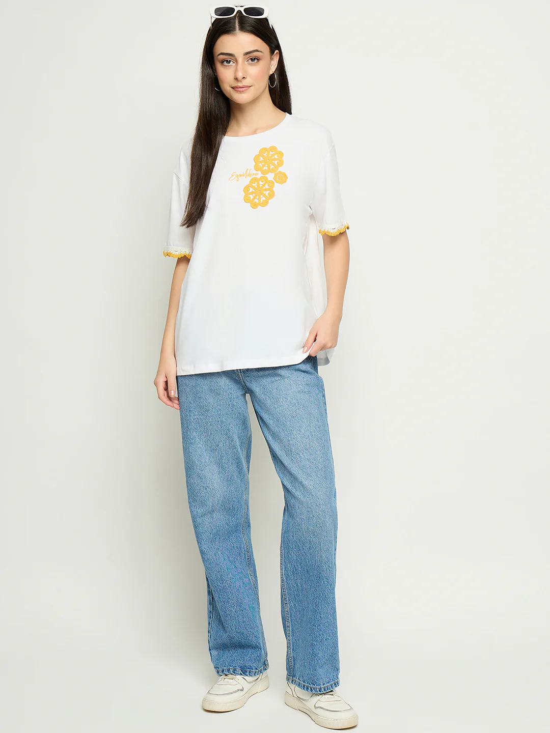 Madame Embroidered White Cotton T-Shirt - Image 2