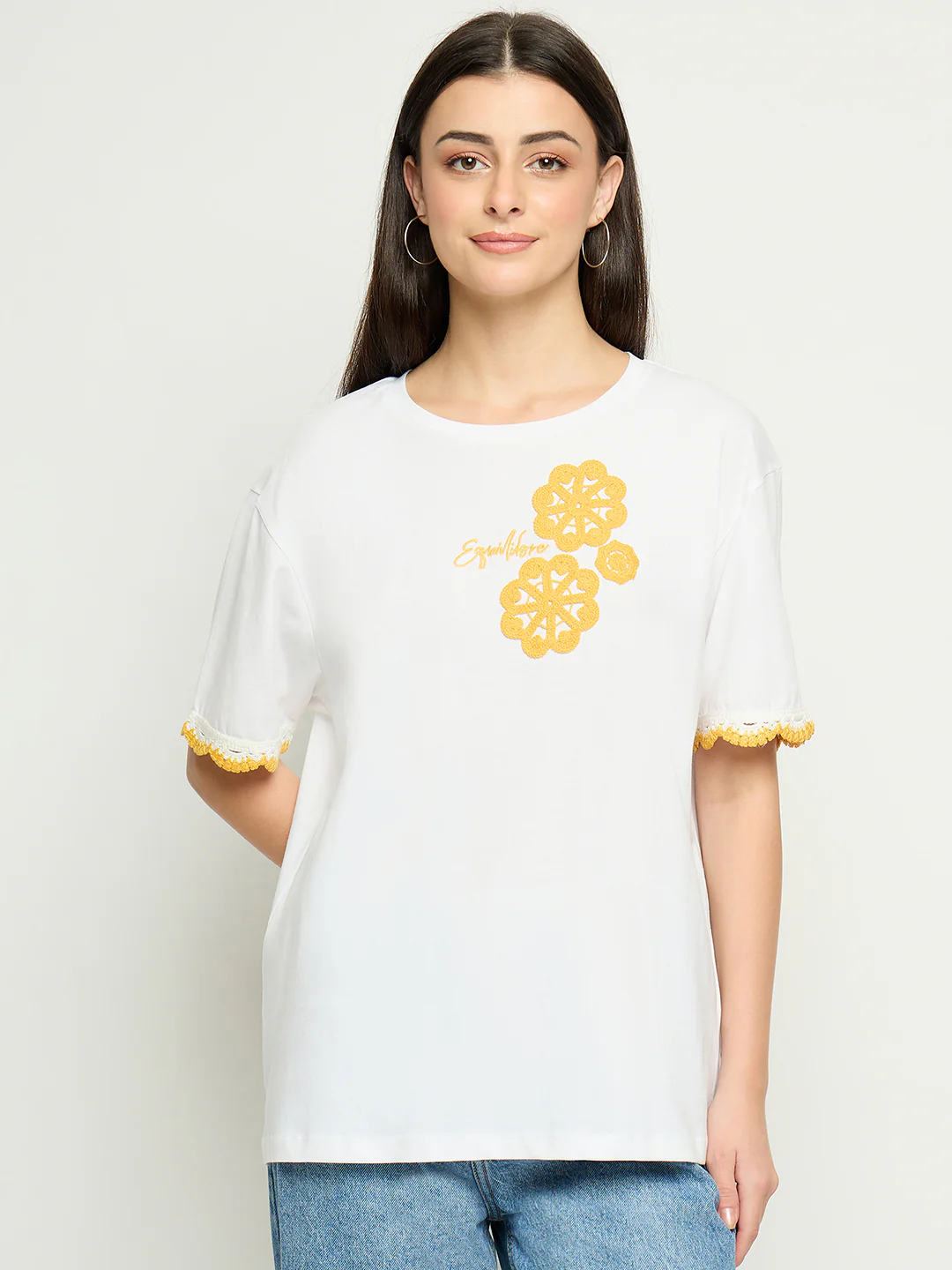 Madame Embroidered White Cotton T-Shirt - Image 3