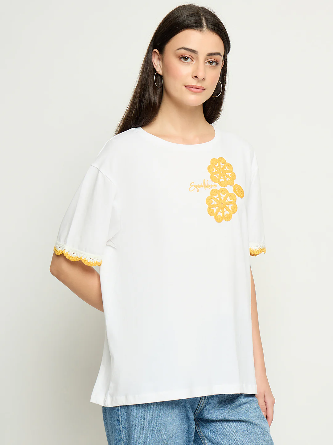 Madame Embroidered White Cotton T-Shirt - Image 4