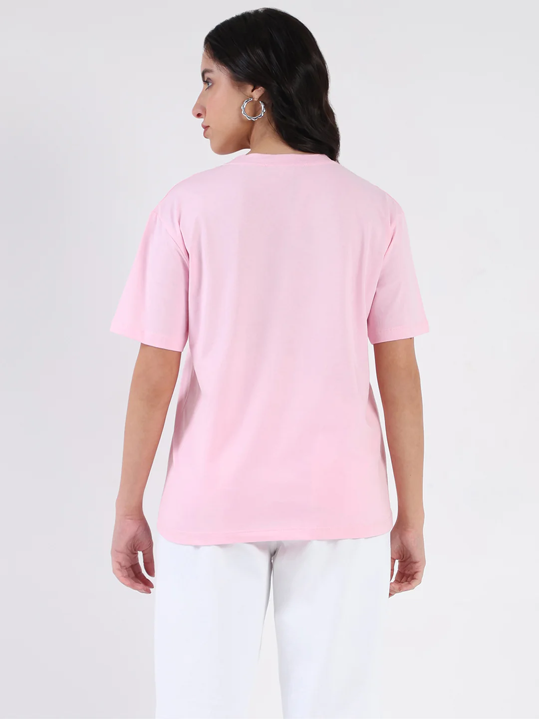 Madame Embroidered Half Sleeve Pink Cotton T-shirt - Image 6