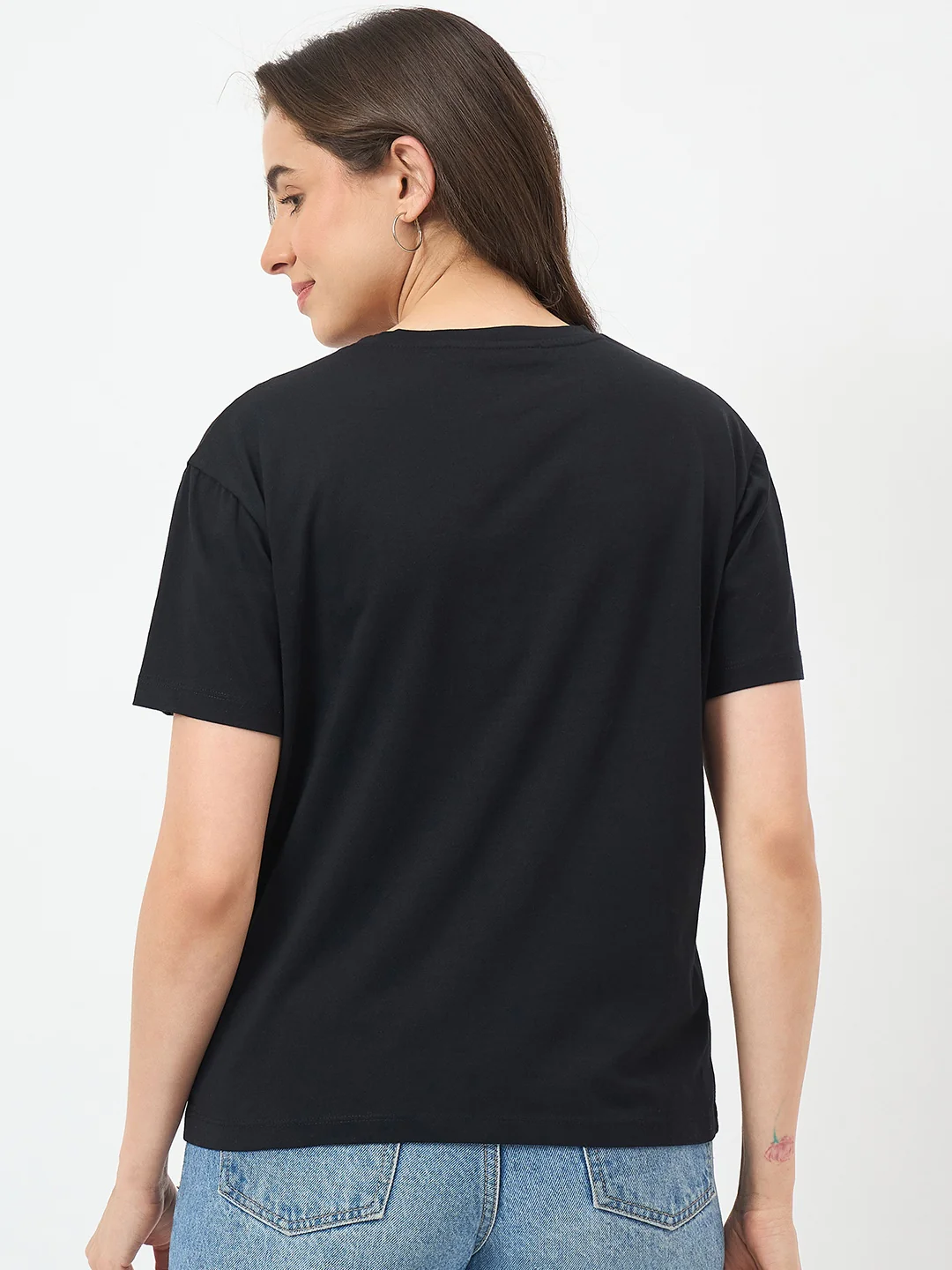 Madame Black Cotton Half-Sleeve T-Shirt - Image 6