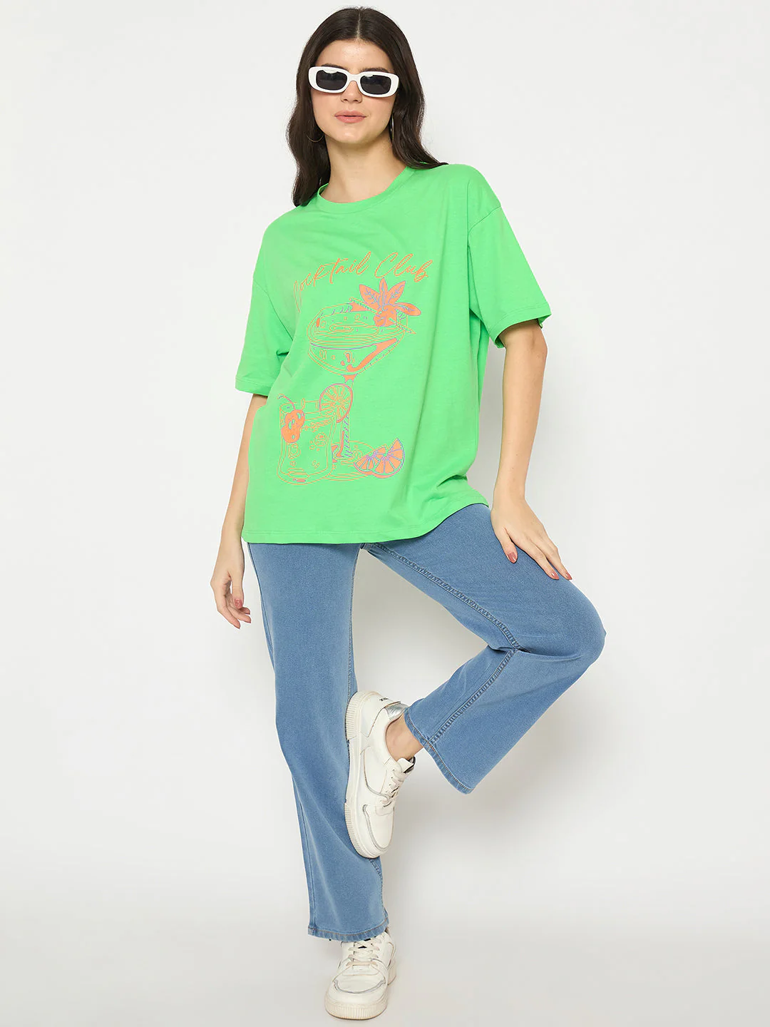 Madame Graphic Print Green  Cotton T-shirt - Image 2