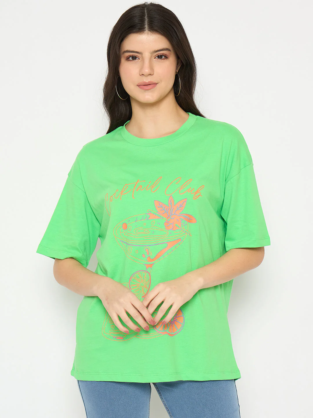 Madame Graphic Print Green  Cotton T-shirt - Image 3