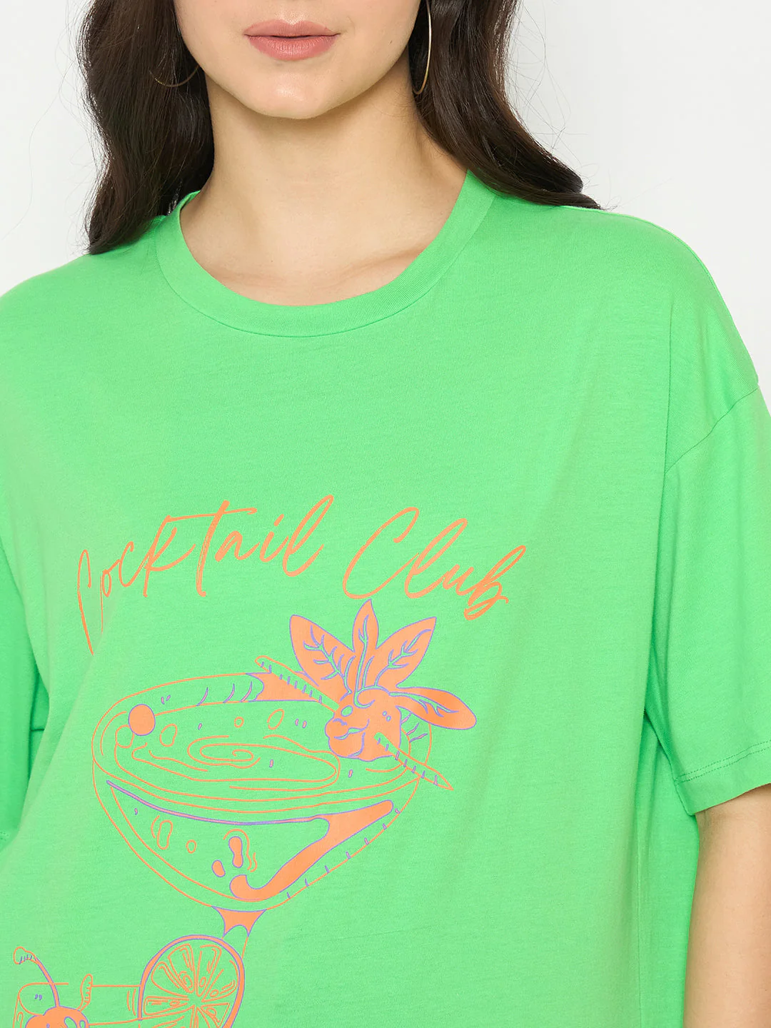 Madame Graphic Print Green  Cotton T-shirt - Image 7