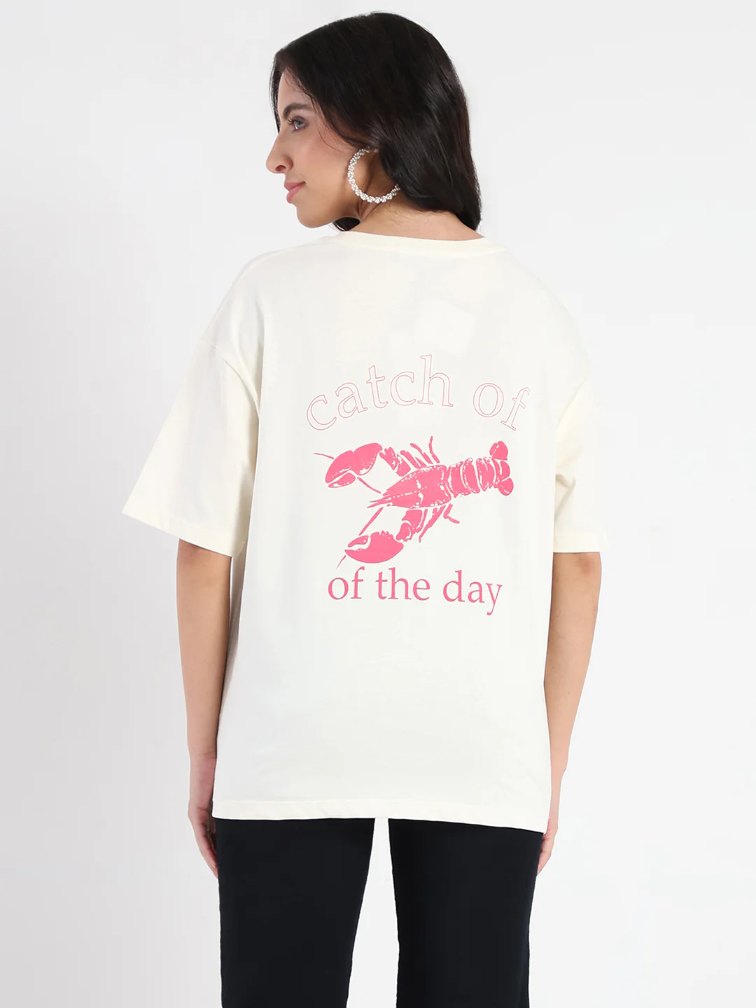 Madame Graphic Print Half Sleeve Off White Cotton T-shirt - Image 6
