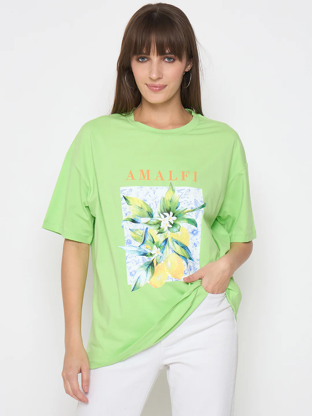 Madame Botanical Print Short Sleeve Green Cotton Blend T-shirt - Image 3