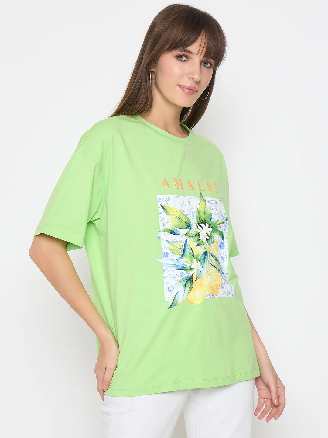 Madame Botanical Print Short Sleeve Green Cotton Blend T-shirt - Image 4