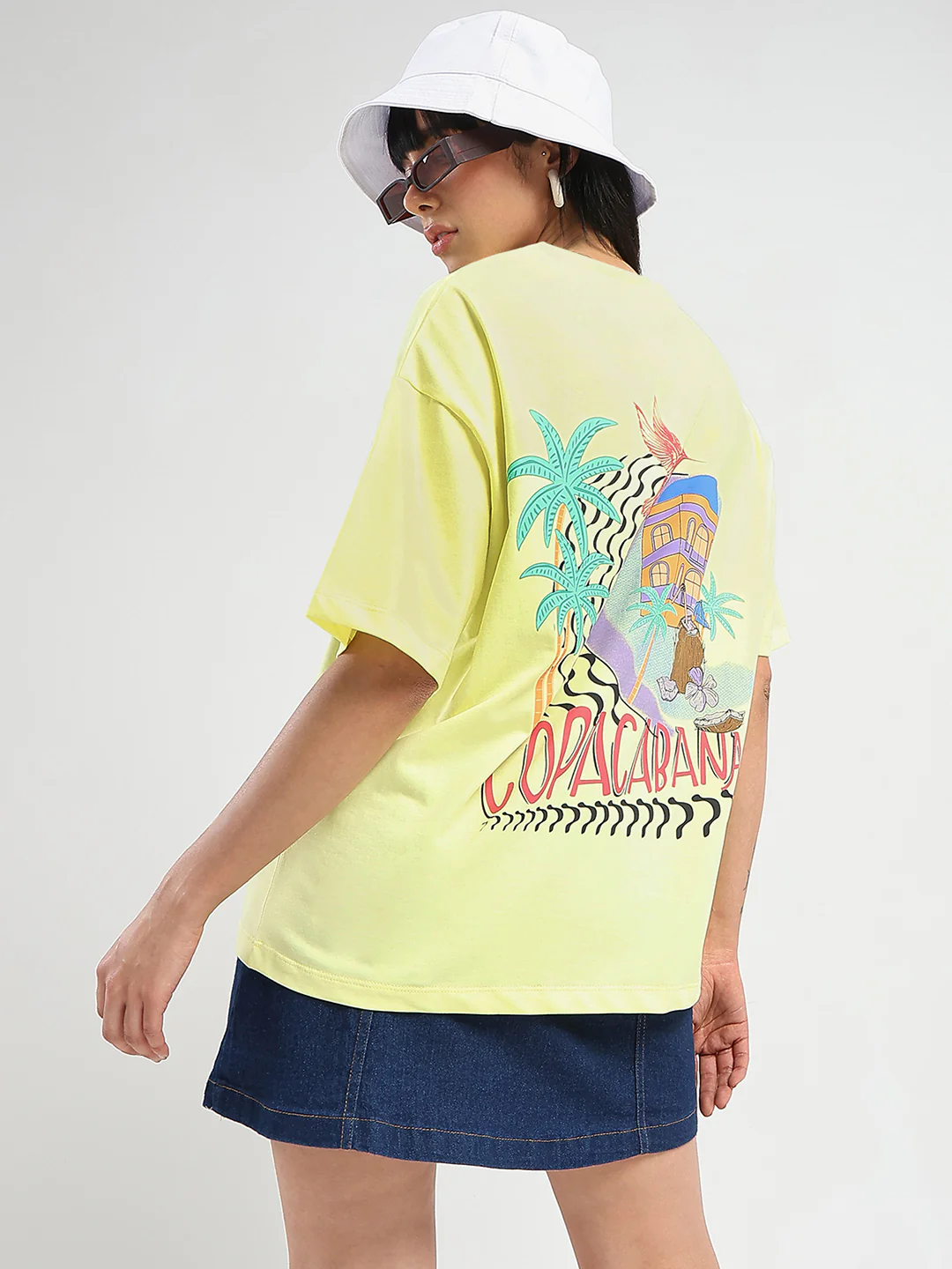 Madame Graphic Print Detailed Yellow Cotton T-shirt - Image 2