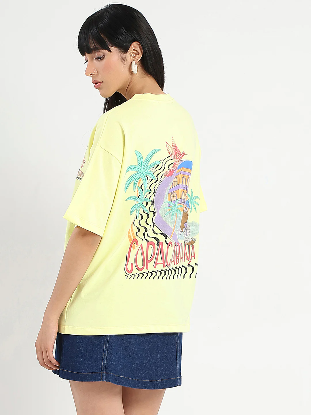 Madame Graphic Print Detailed Yellow Cotton T-shirt - Image 6