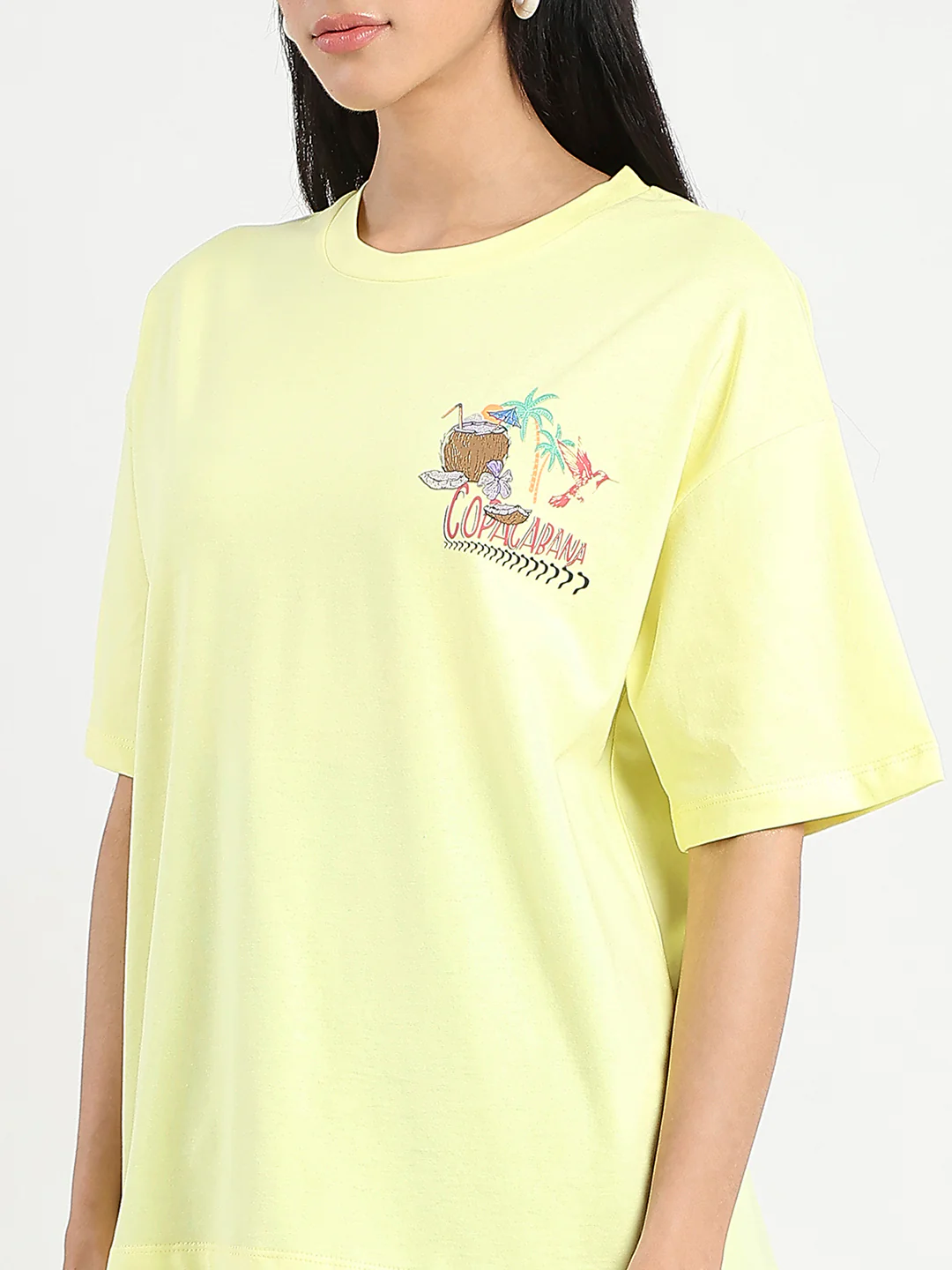 Madame Graphic Print Detailed Yellow Cotton T-shirt - Image 7