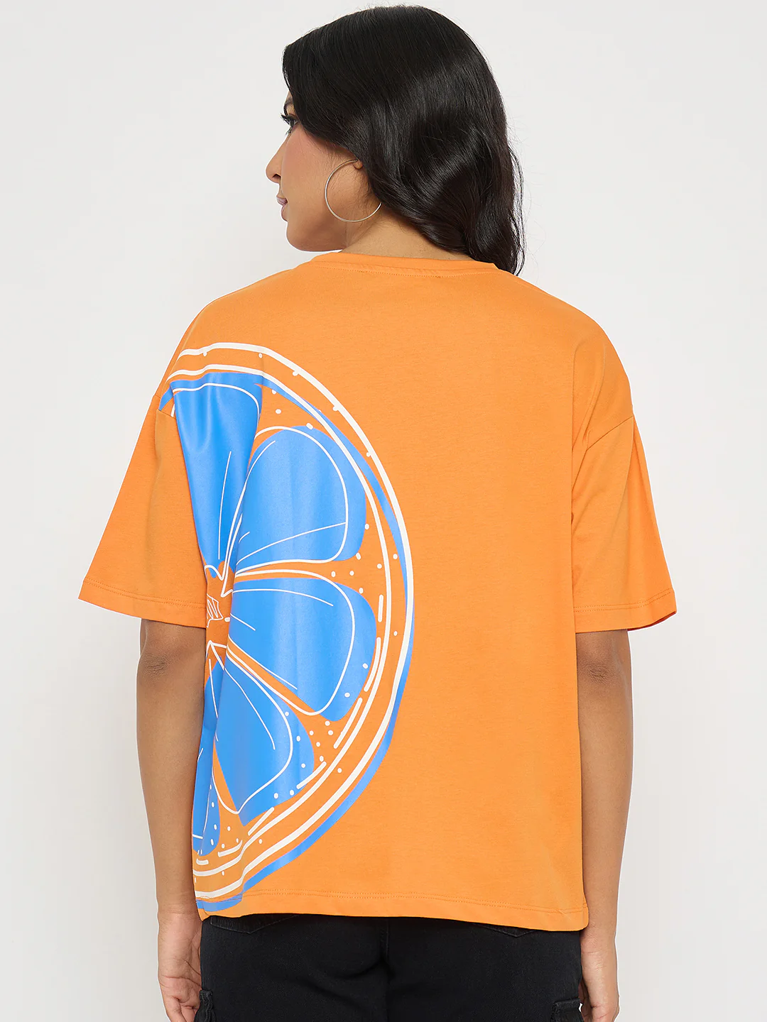 Madame Front and Back Graphic Print Orange Cotton T-Shirt - Image 6