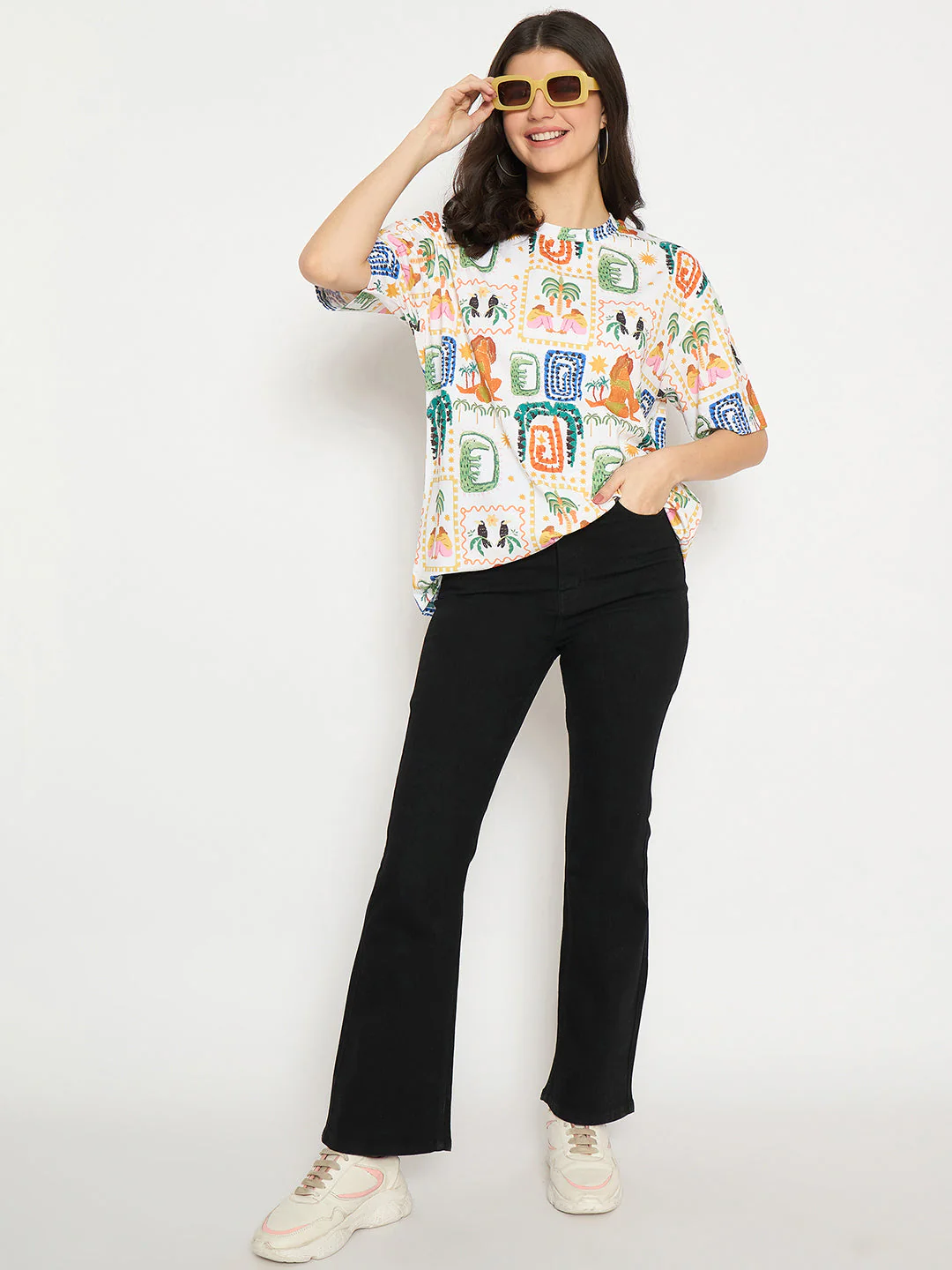 Madame All Over Graphic Print White T-shirt - Image 2
