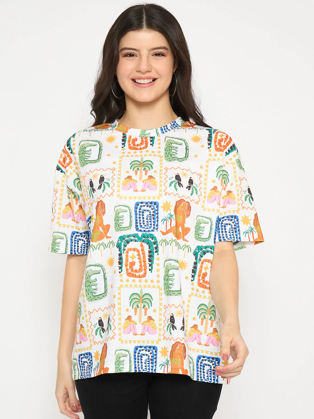 Madame All Over Graphic Print White T-shirt - Image 3