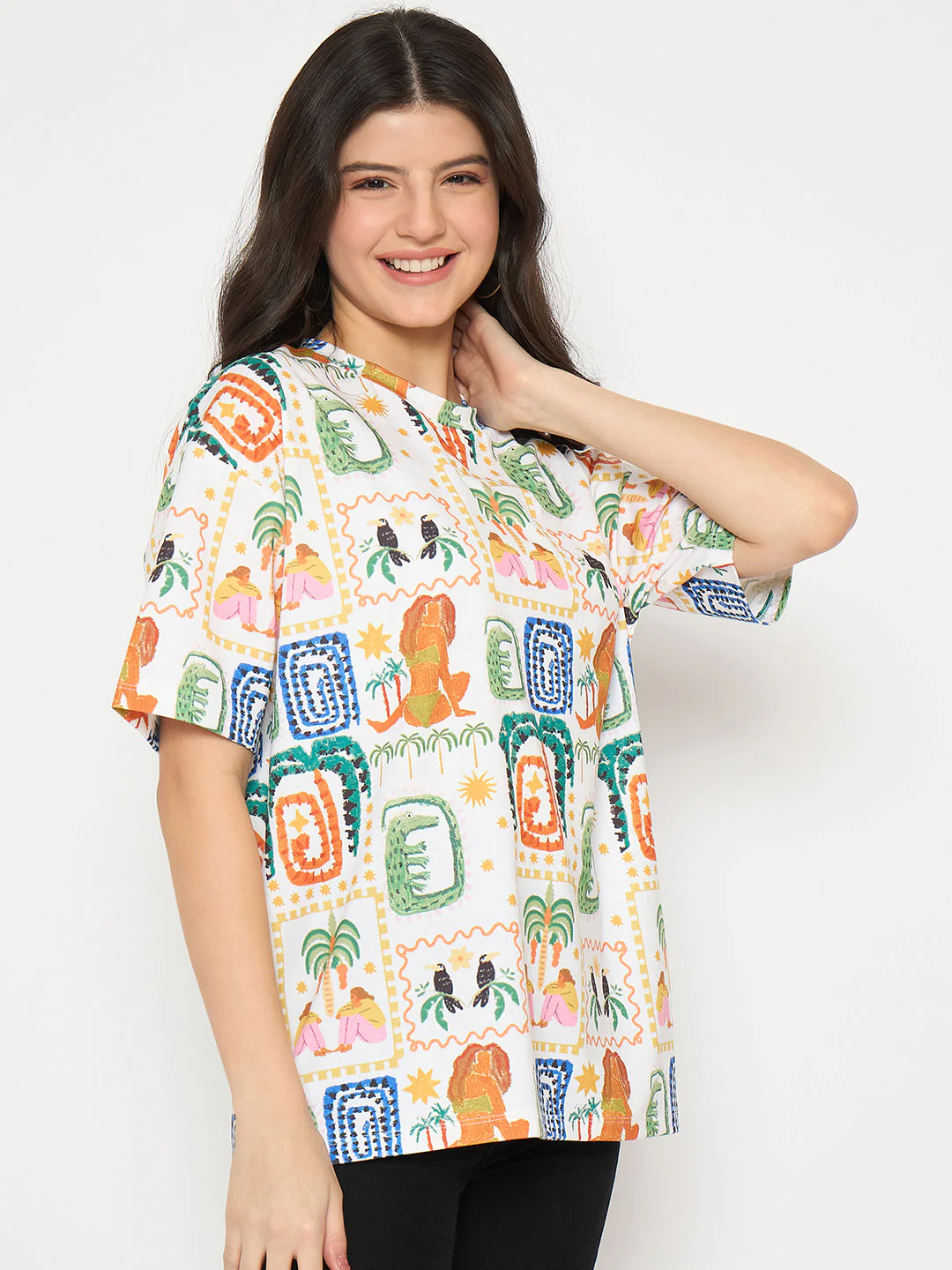 Madame All Over Graphic Print White T-shirt - Image 4