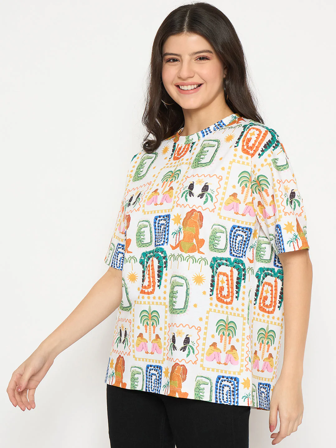 Madame All Over Graphic Print White T-shirt - Image 5