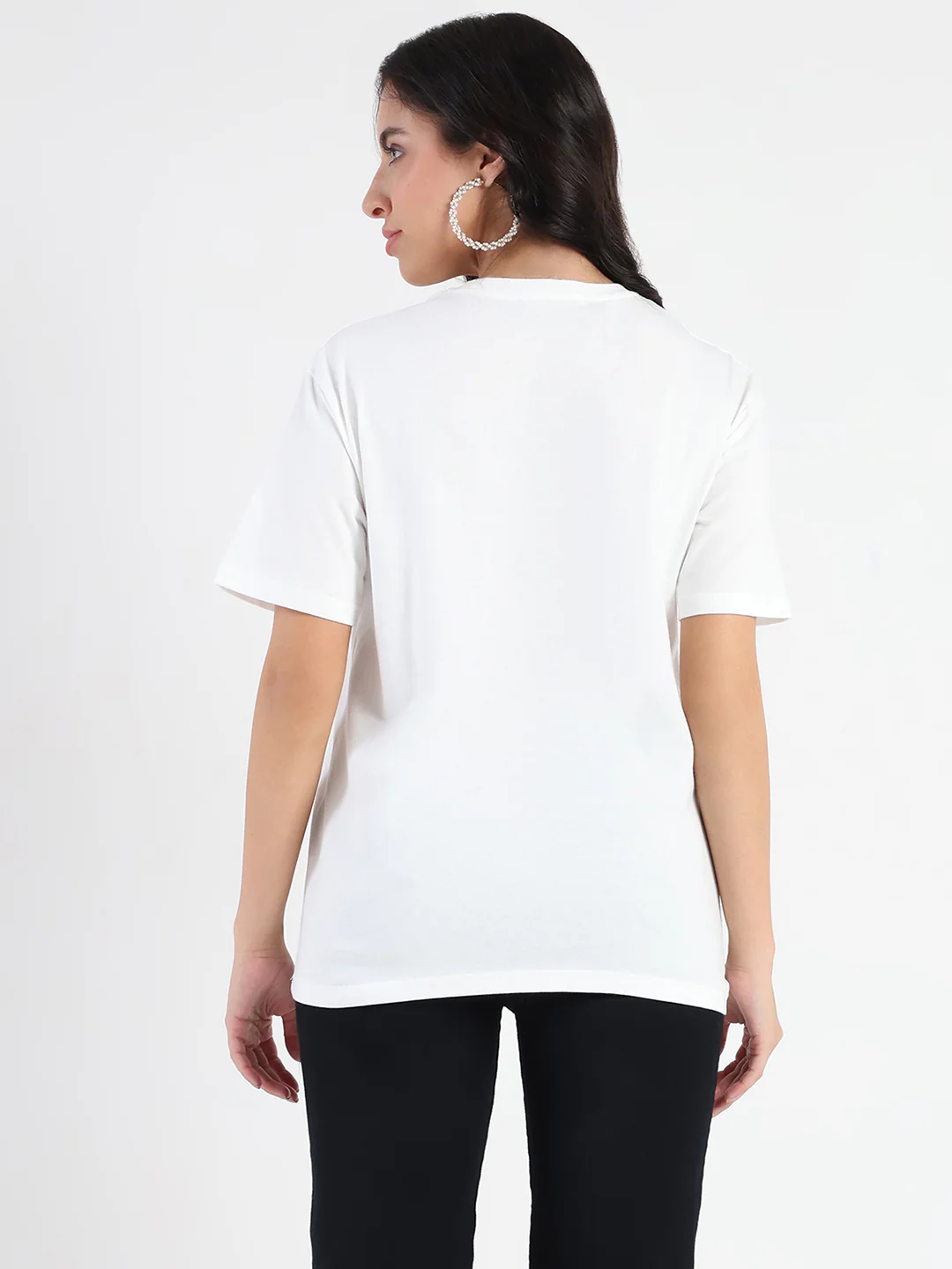 Madame Swarovski and Print Sticker White Cotton T-shirt - Image 5