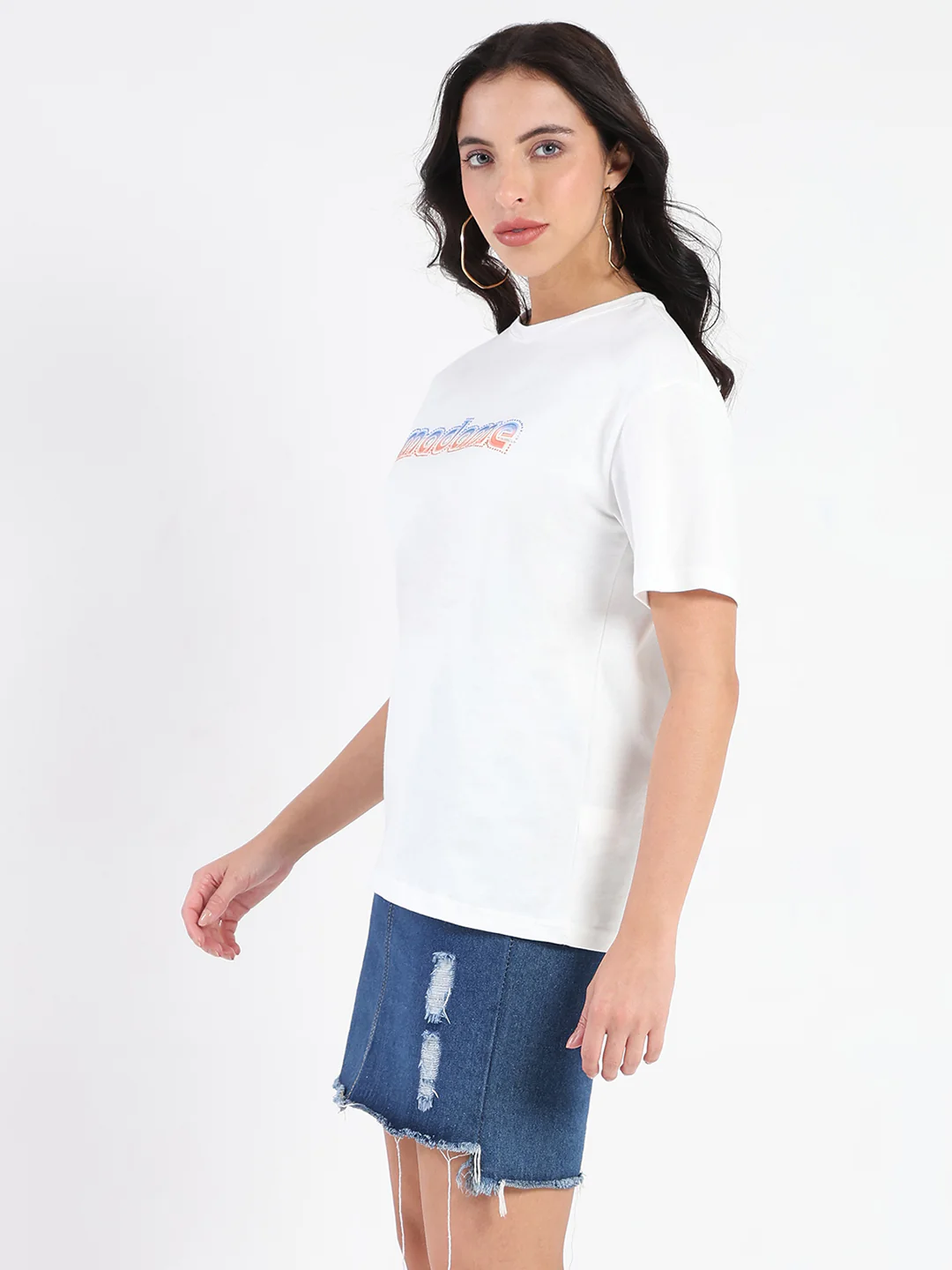 Madame Swarovski and Graphic Print White Cotton T-shirt - Image 5