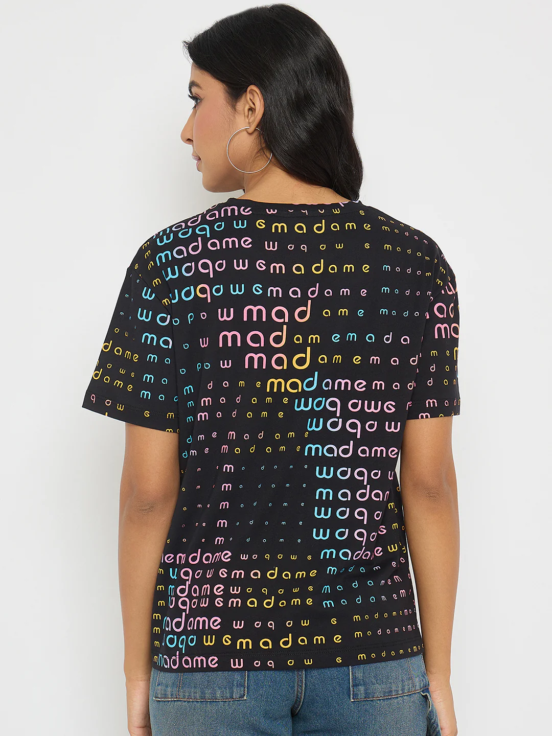 Madame All Over Print Black Cotton T-shirt - Image 6