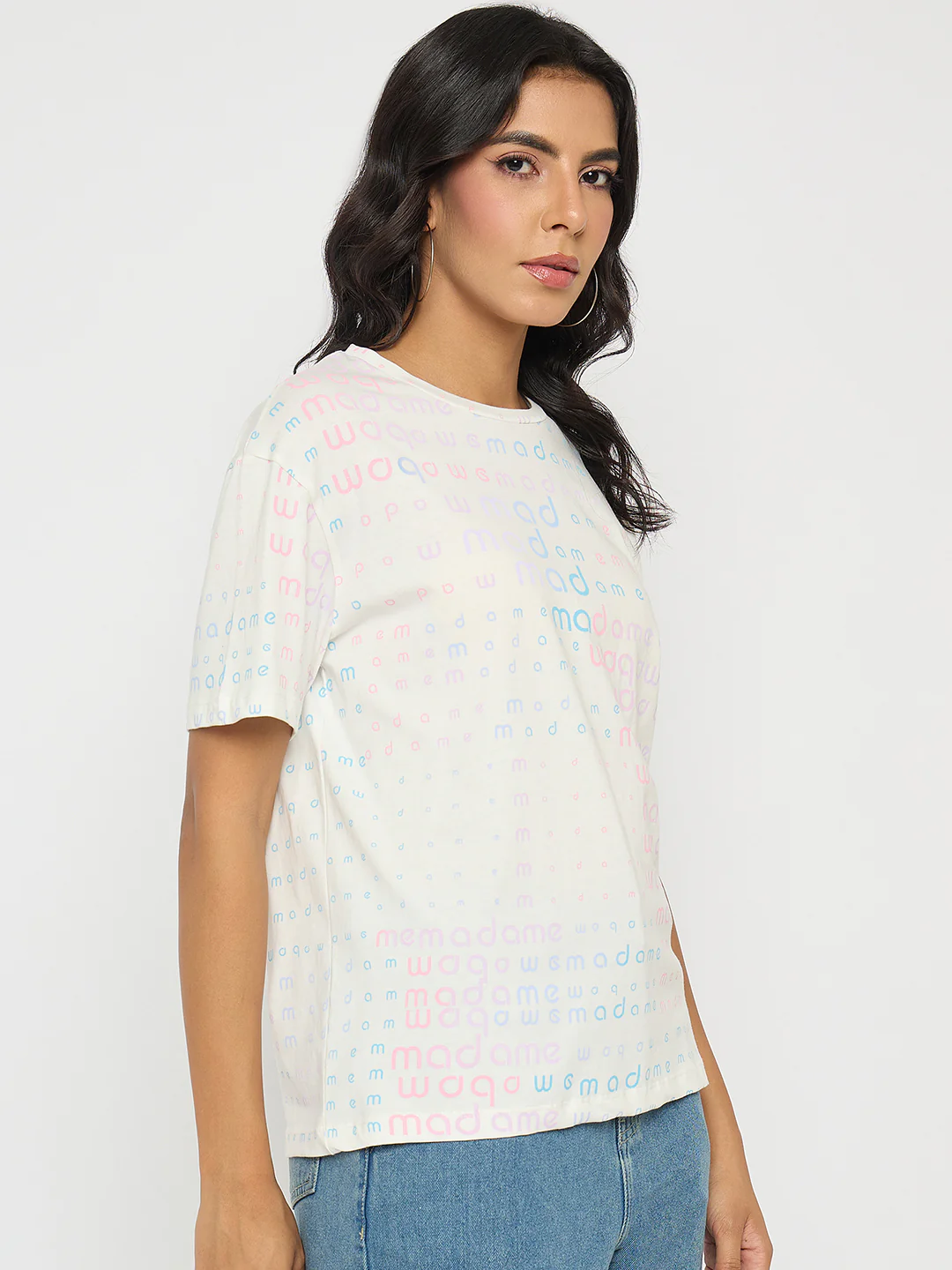 Madame All Over Print White Cotton T-shirt - Image 4