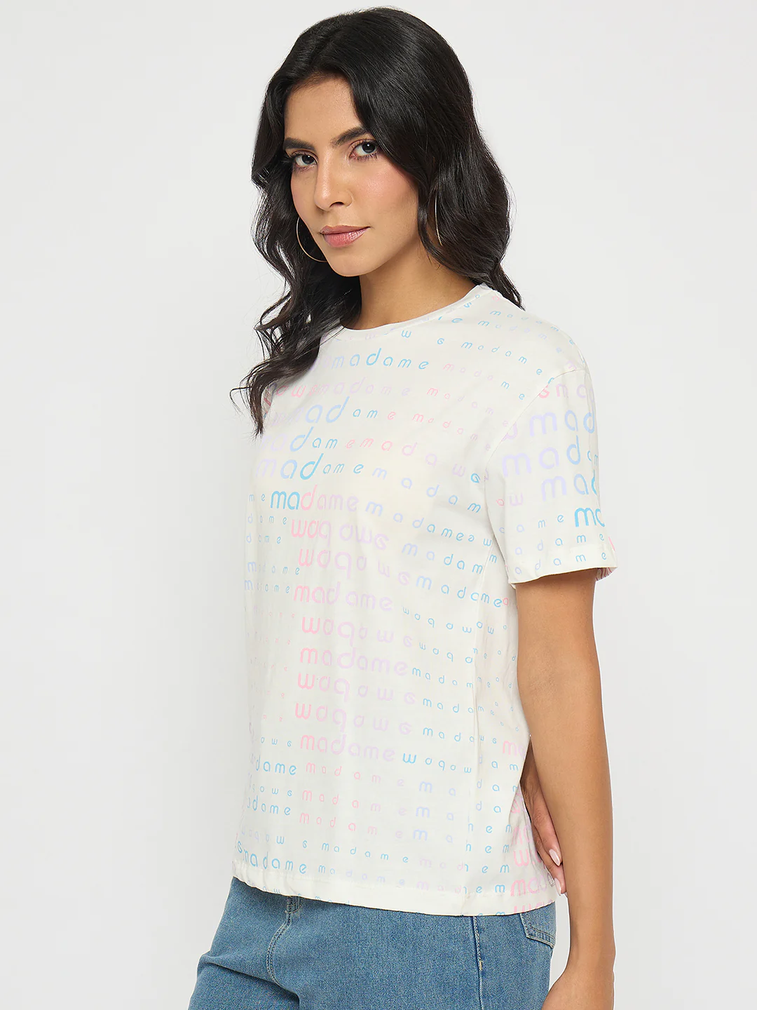 Madame All Over Print White Cotton T-shirt - Image 5