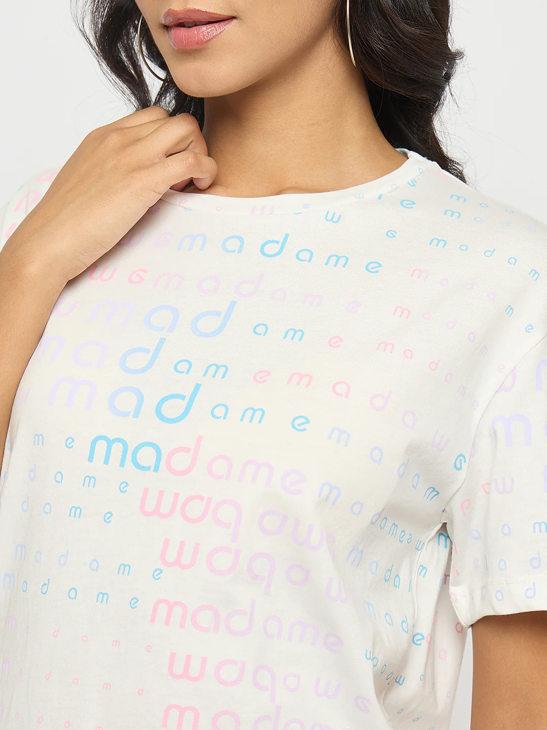 Madame All Over Print White Cotton T-shirt - Image 7