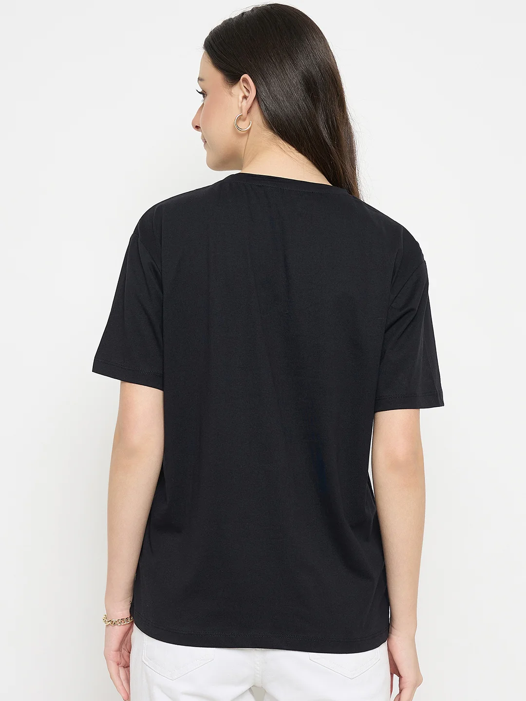 Madame Black Cotton Printed T-Shirt - Image 6