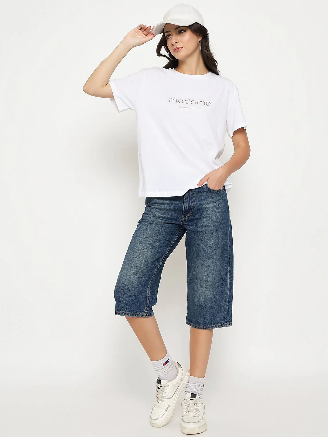 Madame Tyopgraphy Print White Cotton T-shirt - Image 2