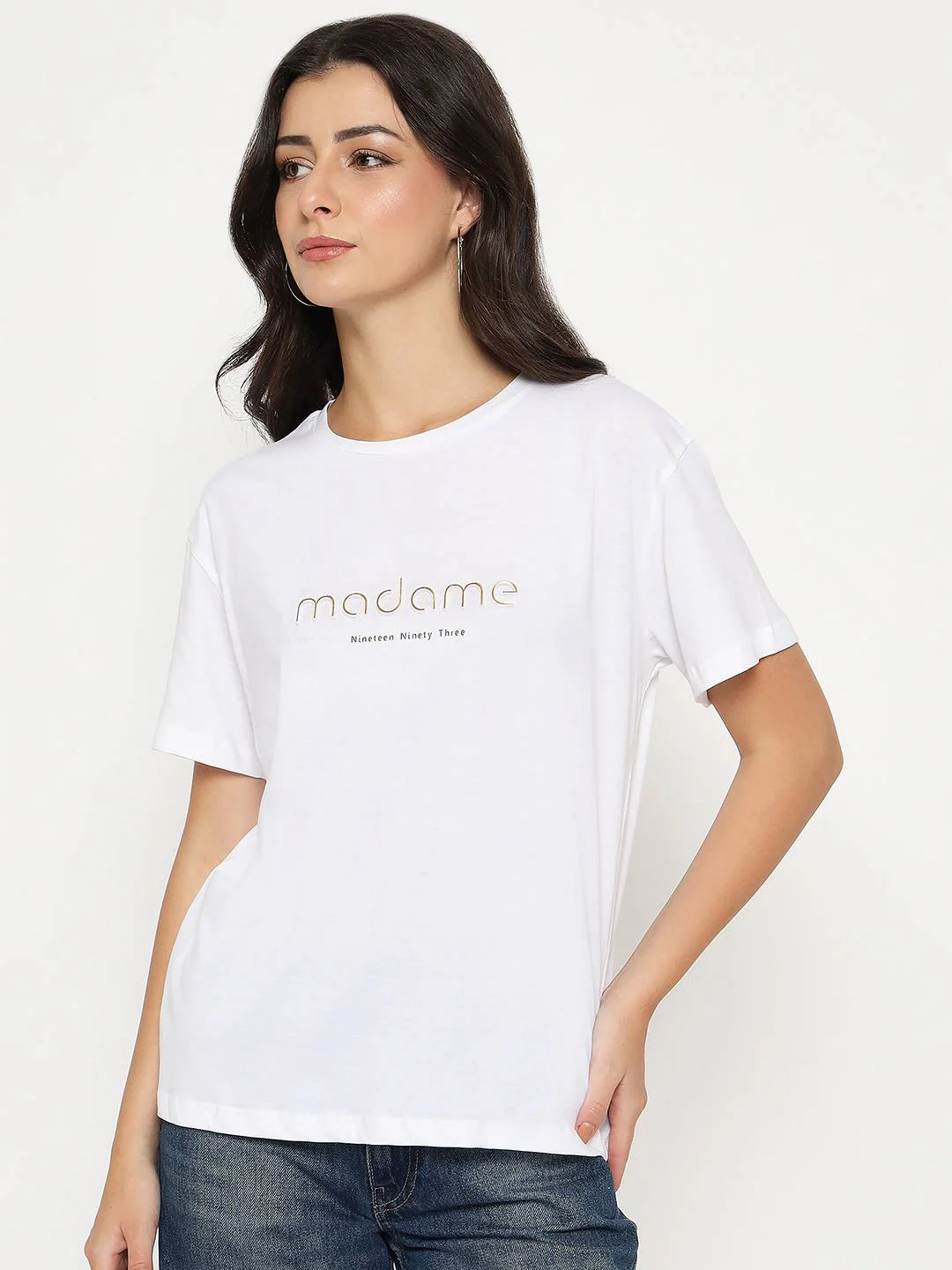 Madame Tyopgraphy Print White Cotton T-shirt - Image 3