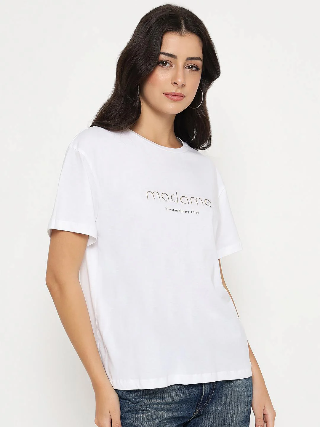 Madame Tyopgraphy Print White Cotton T-shirt - Image 4
