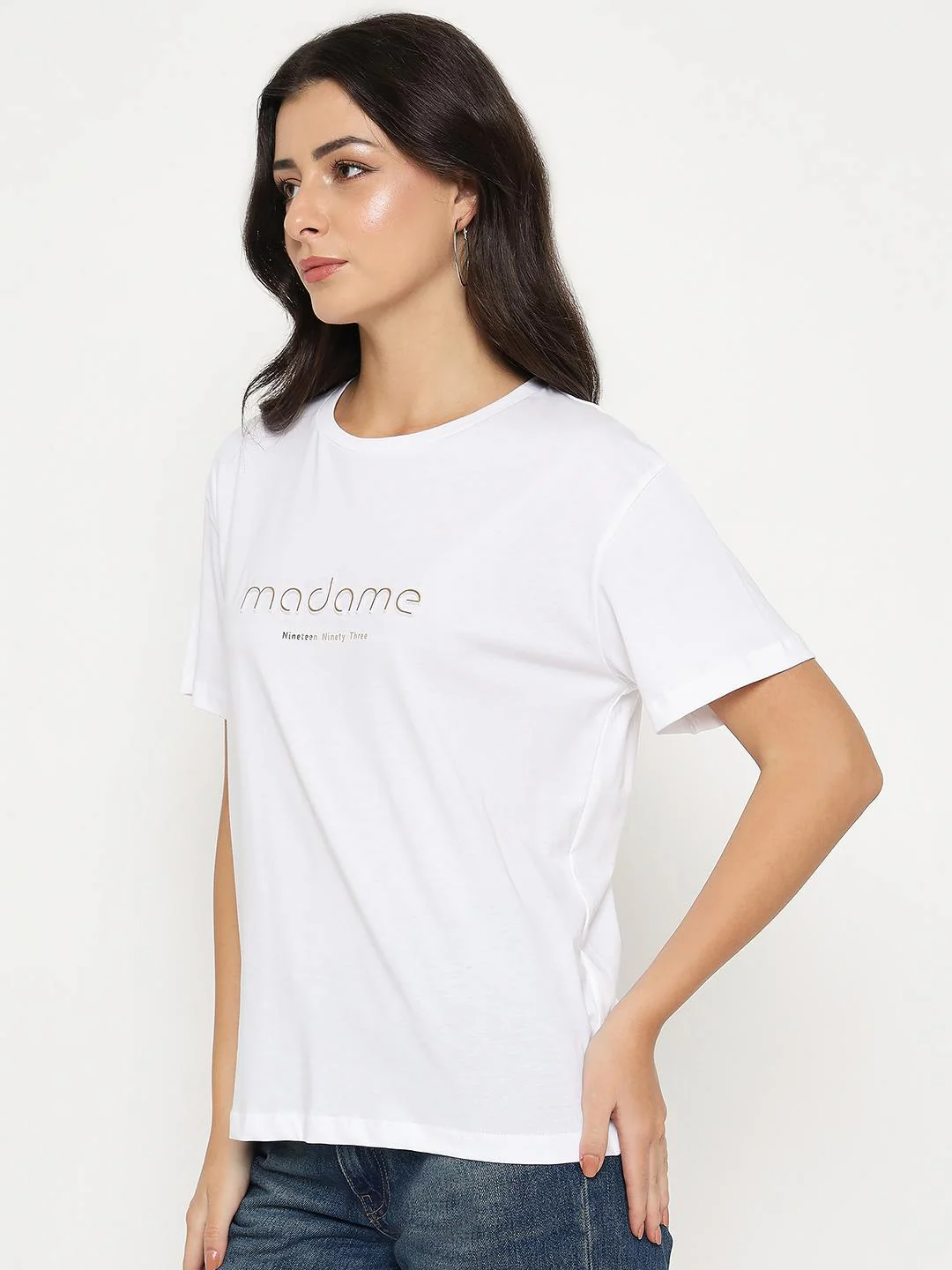 Madame Tyopgraphy Print White Cotton T-shirt - Image 5